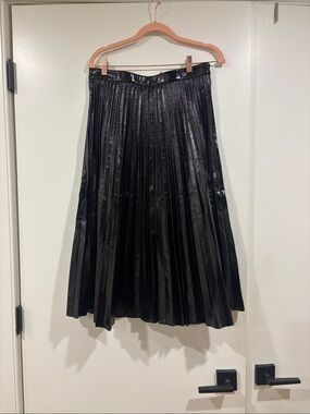 Proenza Schouler White Label Patent (faux) leather pleated midi skirt
